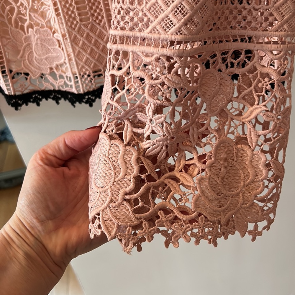 NWT Nanette Lepore Pink/black Lace formal top - Picture 3 of 6